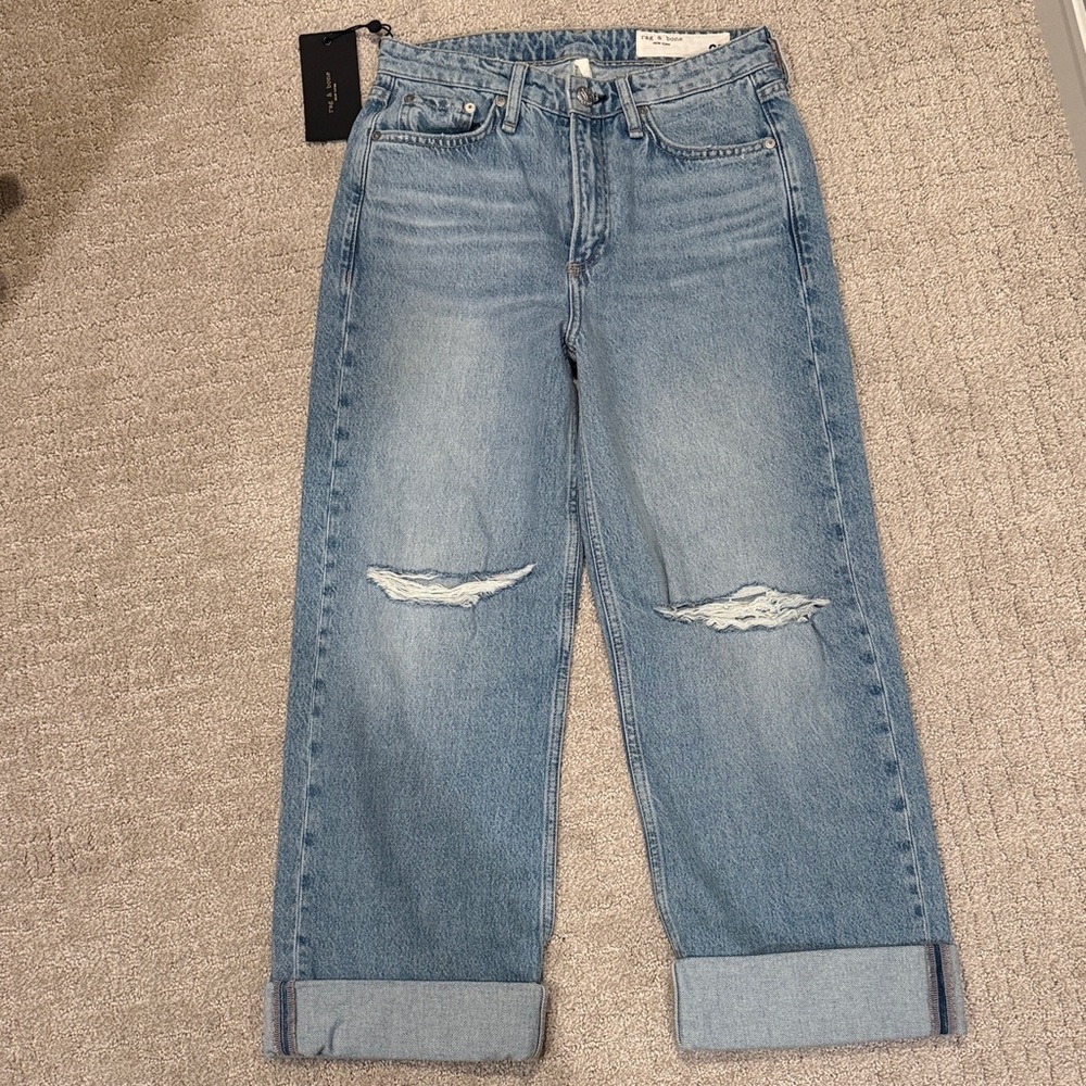 rag & bone Light Blue Mid-rise wide leg Jeans